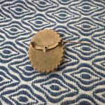 Vintage Acrylic Floral Porcelain White Yellow DaisyFlower Brooch Gold Frame Oval Photo 2