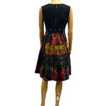 Vintage Suede Top Canvas Skirting Lined Sleeveless Zip Back Midi Dress Medium Black Photo 5