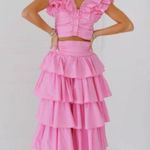 FANCYDBOUTIQUE Kelsi Ruffle Pink Skirt Set Photo 0