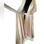 Luxury Champagne Satin Bridal Bridesmaid Formal Glam Wrap Floor Length Dress Size M Photo 6