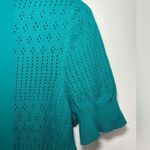 Torrid Pointelle NWT 00 M/L 10 Pullover Short Sleeve Sweater Fanfare Blue Teal Photo 6