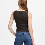 Madewell  Smocked Boatneck Tank in Soft Charcoal, Size X-Small Photo 4