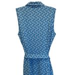 J. McLaughlin JM LAUGHLIN Sleeveless Dolly Dress Size L Blue Lt Blue Mini Chain Link Geo Photo 6