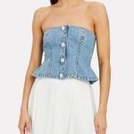 Ganni Rhinestone-Embellished Denim Bustier Blue Size 36 / US 4 Small Photo 0