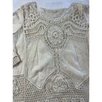 Hint of Mint  Crochet Lace Top Womens Small Ivory Boho Long Sleeve Lace Photo 7