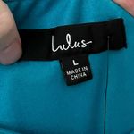 Lulus NWT  Exquisite Excellence Turquoise Satin Strapless Maxi Dress Photo 9