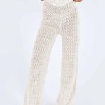 Princess Polly Elizondo Cream Sheer Knit Wide Leg Pants L/XL Photo 5