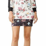 Pam & Gela Fineline Floral Track Sheath Shirt Dress Ivory Black Medium Mini Photo 0