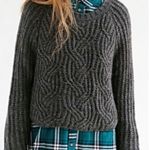 Kimchi Blue Oversized Cable Knot Round Neck Grey Sweater Photo 0