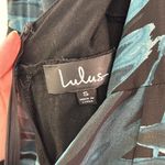 Lulus Lulu’s| Black and Teal Leaf Print Handkerchief Dress sz Small Photo 4
