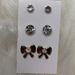 NWOT Gold Stud Faux Diamond/ Bow Earring Photo 2