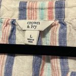 Crown & Ivy Tank Top Size Large 100% Linen Stripes Cute Beach Summer Photo 3