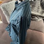 New York And Company Stretch Blue/Green Striped Button Down Shirt Size Medium Photo 2