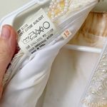 Vintage 90s Pearl Beaded Wedding Gown Size 12 Back Bow Old Money Bridal Dress White Photo 8