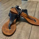 Nautical women’s thong leather sandals. Photo 0