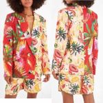 Farm Rio  Macaw Mix Tropical Print Linen Blazer Size XS Photo 8