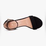 NEW Faux Suede Low Heels Open Toe Block Heeled Ankle Strap Pump Wedding Shoes 8 Black Photo 5