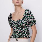 ZARA ✨  Floral Print Button Front Puff Sleeves Ruffle Peplum Crop Top ✨ Photo 2