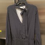 Alexis 💕💕 Noelle Polka-dot Tie-neck Slit Midi Dress ~ Navy Blue XS Photo 12