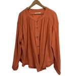 Free People  We The Free Coral Button Down Oversized Blouse Size M‎ Photo 1