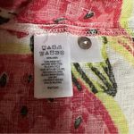 C&C California  White Tropical Fruit Print Short Sleeve Linen Button Front Top Photo 10