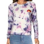 Mother Denim Size XS Square Wash Tie Dye Sweatshirt Blueberry Rainbow Patch #N12 White Photo 0