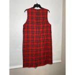 Vintage 90s 1990s red black white plaid zip up dress jumper 10 Size L Photo 4
