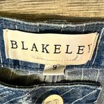 Blakely Blakeley NWT blue/white Vertical Striped Denim Pants Wide Leg Flair Size 9 Photo 3