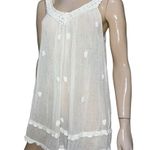 Letarte Women’s Size M White Cotton Voile Embroidered Swimsuit Cover Up Tunic Size M Photo 2
