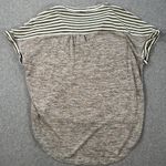 Voy HIgh Low Stripe Top Women's Small Green Short Sleeve Mixed Media Pockets Photo 7