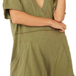 Free People Intimately FP Olive Green Deep V Slouchy Romper S Short Pockets Photo 0