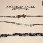 American Eagle  AE 3 Adjustable Silver Tone Black Boho Bracelets Photo 0