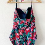 Catalina Blue Floral Halter Tie One Piece Swimsuit Photo 4