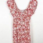 Madewell  Margie Red White Linen Blend Cap Sleeves Button Front Mini Dress 10 Photo 0