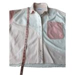 Bershka 100% Cotton Pink & White Color Block Oversized Denim Jacket Photo 7