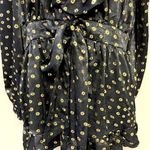 aeon Beautiful Black and Gold Metallic Blouse with Front Belt Photo 1