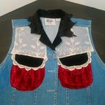 Taylor G. Dallas Texas Blue Denim Vest with Lace & Velvet Size XLarge Photo 3