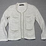 Women's Martinique Cardigan Sweater or blazer S White Gray Photo 0