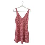 Abercrombie & Fitch NWT  V-Neck Linen-Blend Mini Dress Red Gingham Small Photo 3