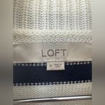 Loft  Large Chunky Cotton Cowl Neck Pull Over Nautical Stripe Sweater Preppy‎ Photo 3