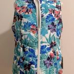Caribbean Joe  WHITE VEST WITH TROPICAL Floral zip vest NWT Sz small Photo 5