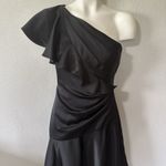 Theia Lara Black One Shoulder Mini Knee‎ Length Dress Size 0 Flutter Sleeve Photo 1