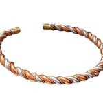 Vintage Native American Sterling Silver Copper Twisted Wire Cable Cuff Bracelets Gold Photo 4