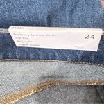 Loft  The Skinny Bermuda Shorts High Rise Dark Wash Lightly Distressed Rolled Hem Photo 6