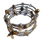 Chico's Wire Wrap Expandable Bracelet Seed Beads Glass Beads Brown Earth Tones Photo 0