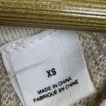 Anthropologie Linen Blend Striped Cardigan XS Gold Beige Metallic Puff Sleeves Photo 4