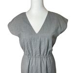 J.Crew Cap Sleeve Gray Pinstripe Wool Dress Elastic Waist Size 4 Career Office Photo 1