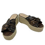 ZARA Brown Snakeskin Jute Espadrille Platform Slide Sandals Size 39 / US 8.5 Photo 3