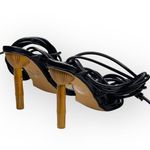 new Lemonade 𖦹 Briana Bamboo Ankle Wrap Stiletto Heel Sandals 𖦹 Black 𖦹 8M 𖦹 Size 8 Photo 2