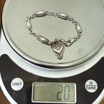 Brighton Retired Blair Heart Barrel Link Chain Silverplated Heart Charm Bracelet Photo 5